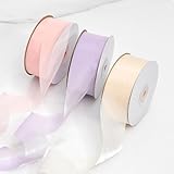 Mocrop 3 Rollen Satin-Dekorative Geschenkband 25mm x 9m Satinband...