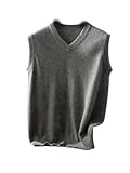 Herren-Pullover, 100 % Kaschmir, V-Ausschnitt, einfarbig, ärmellos,...
