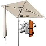 Menz Sonnenschirm Balkon - 3-IN-1 Sonnenschutz Balkon SET in Beige, UPF 50+...