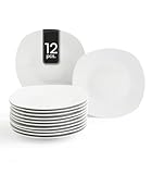 Home4You Dessertteller 12er Set - Eckig - 19,5 x 19,5 cm - Porzellan -...