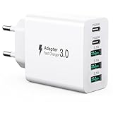USB C Ladegerät 50W, 5 Ports Mehrfach Stecker mit【2 USB-C und 3...