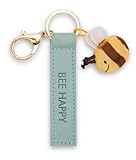 NICI Schlüsselanhänger Bee happy Kunstlederband türkis 10cm mit Biene