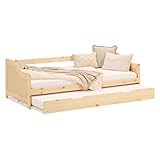 Homestyle4u Kinderbett 90x200 mit Ausziehbett Holzbett Kiefer Natur...