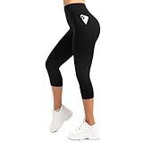 Leafigure Capri Leggings Damen mit Taschen 3/4 Leggins High Waist Fitness...
