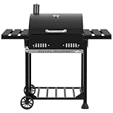 Royal Gourmet Holzkohlegrill Grillwagen mit klappbaren Seitenablagen,...