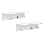 SONGMICS Wandgarderobe mit Ablage 2er Set, Flurgarderobe, Garderobe für...