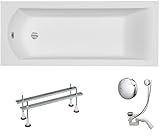 VBChome Acryl Badewanne 150x70 cm Weiß Rechteck Wanne Siphon Wannenfüße...