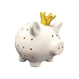 Keramik-Sparschwein mit Goldkrone – Elegante Schatztruhe für Ihre...