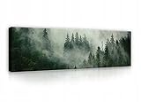 Bilder Panorama Wald Nebel grün Natur 145 x 45 cm - Modern Schlafzimmer...