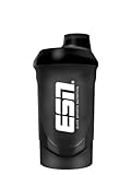 ESN Shaker, Black, 600 ml, auslaufsicher, Shaker mit Messskala zum...