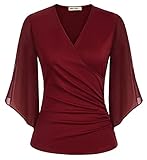 GRACE KARIN Damen Festliche Chiffon Oberteile Kreuz V-Ausschnitt Taillen...