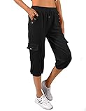 TOMEEK Caprihose Damen Jogginghose 3/4 Sporthose Hose Sommer Freizeithose...