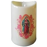 yeeplant Flammenlose Jesus-Kerze mit Guadalupe-Jungfrau Maria-Design,...