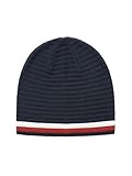 Tommy Hilfiger Herren Ribbed Ottoman Beanie-Mütze, Blau gestreift,...