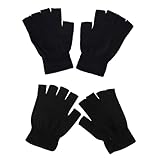 2 Paar Halbfinger Handschuhe für Herren und Frauen - Unisex Fingerlose...