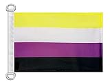 AZ FLAG BOOTFLAGGE Non-Binary STOLZ 45x30cm - GENDERQUEERE BOOTSFAHNE 30 x...