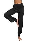 Terecey Yogahose Damen Lang mit Rock Yoga Hose Damen Baumwolle Lockere...