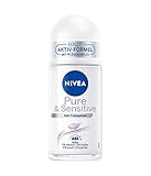 NIVEA Pure & Sensitive Deo Roll-On (50 ml), Deo mit 48h Anti-Transpirant...