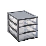 SUNDIS Tag Tower, schubladenbox aus Kunststoff, grau, 3 transparente...