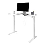 Seville Classics AIRLIFT Höhenverstellbarer Tisch, Gehärtetes Glas,...
