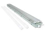 KOLORENO LED-Set: 1x Feuchtraumleuchte 2x120 cm + 2x LED-Röhre T8 18W 120...