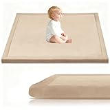 Stqyeiw Krabbelmatte Baby 190 x 380 cm Hellbraun 3cm Dicke Schaumstoff...