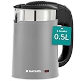 Navaris doppelwandiger 0,5L Reisewasserkocher - 16x11x17cm klein - Mini...