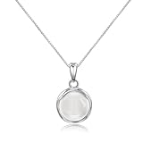 Candyfancy Halskette Silber 925 mit Anhänger, Damen Kette mit Weiß...