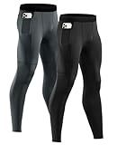 Niksa Sport Leggings männer 2er Pack, Herren Tight lang Quick Dry...