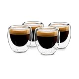 GLASWERK Doppelwandiges Espressotasse Glas (4x70ml) Design Kaffeetassen -...