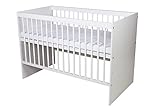 KMbaby Babybett TANY Weiß 120 x 60 cm mit Matratze - Baby Kinderbett...