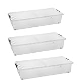 SUSTANIA Unterbett-Aufbewahrungsboxen 3er Set mit Rollen & geteiltem...