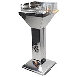 Gravidus Edelstahl Säulengrill - Trichterform für weniger Kohlebedarf,...