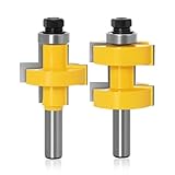 2-teiliges Set 90°-Nut- und Federfräser mit Kugellager, 8 mm, 12 mm, 1/2...