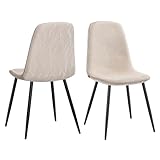 VASAGLE Esszimmerstuhl 2er Set, Küchenstuhl, Polsterstuhl, Metallbeine,...