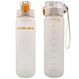 Evolike Trinkflasche 1L Space Frosted mit Strohhalm Auslaufsicher BPA-frei...