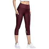 Generico Damen High Waist Yoga Capri Leggings, Workout Leggings mit...