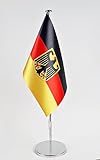 Tischflagge Deutschland mit Adler 15x25cm mit Chrom Ständer edle...