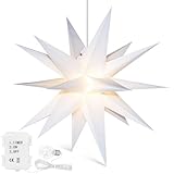 Qijieda 3D Weihnachtsstern Beleuchtet Batterie mit Timer - 45cm led...