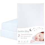 Spannbettlaken 70x140 2er-Set 100% Komplett Natürlicher Bio-Baumwolle...