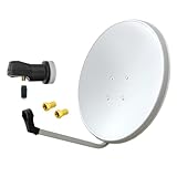 ARLI 60cm HD Sat Anlage Single LNB 1 Teilnehmer lichtgrau UHD 4K + 2X...
