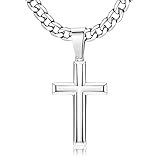 Chriscoco 925 Sterling Silber Kreuz Anhänger Halskette für Herren Damen...