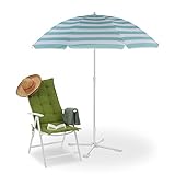 Relaxdays Sonnenschirm, Ø 160 cm, höhenverstellbar, knickbar,...