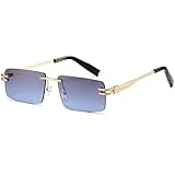 SHEEN KELLY Retro randlose Sonnenbrille für Männer Frauen Rechteck...