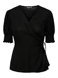 PIECES Damen Pctala 2/4 Wrap Noos Bc Top, Schwarz, M EU