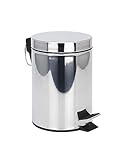 Spetebo Edelstahl Tretmülleimer silber rund - 3 Liter - Metall...