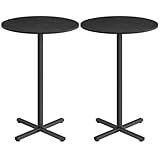 VASAGLE Bartisch 2er Set, Stehtisch, Bistrotisch rund, Balkontisch Indoor,...