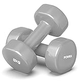 Vinyl Hanteln Paar (2 x 8 kg (Grau)) Ideal für Gymnastik Aerobic Pilates...