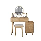 Schminktisch mit Make-up-Spiegel, Gummibaumholz, Schminktisch mit doppelten...