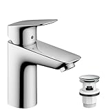 hansgrohe Logis - Waschtischarmatur mit Push-Open Ablauf, Wasserhahn Bad...